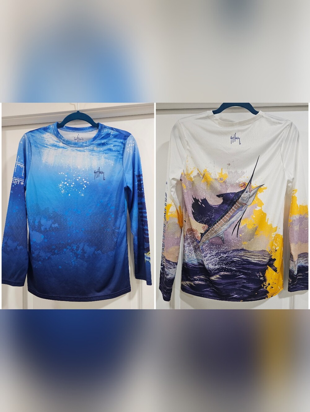Guy Harvey Performance Marlin Long Sleeve Shirt. Teen XL Or Adult Small SET OF 2